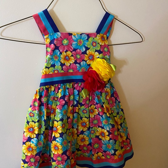 Toddler Girls 24 M Youngland multicolor flower dress, and pink shrug/sweater - Picture 4 of 13